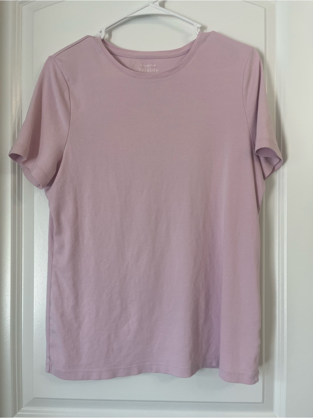 The Talbots Tee Short Sleeve Crewneck Tee in Pale Pink 100% Pima Cotton Sz Large